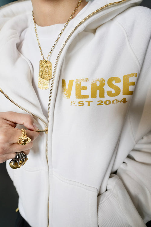 Zip up VERSE hoodie white
